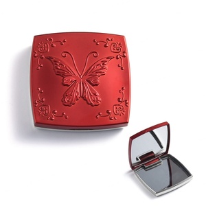 Classic Red Butterfly <b>Square</b> Folding Metal Double Side Compact <b>Mirror</b> - Product Image 1