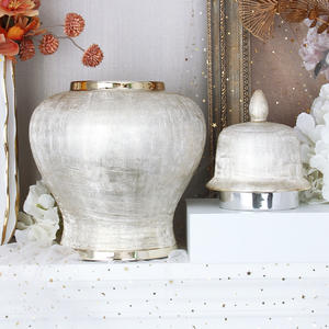 Vaso Decorativo Nordico J310, Ornamento in Ceramica Argentata per Composizioni Floreali, Produzione per Fiera di Canton - Product Image 3