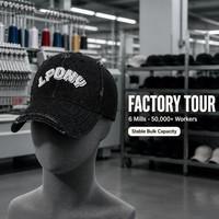 Casquette streetwear unisexe en denim délavé certifié SGS, 6 panneaux, effet vieilli, broderie 3D, logo personnalisé