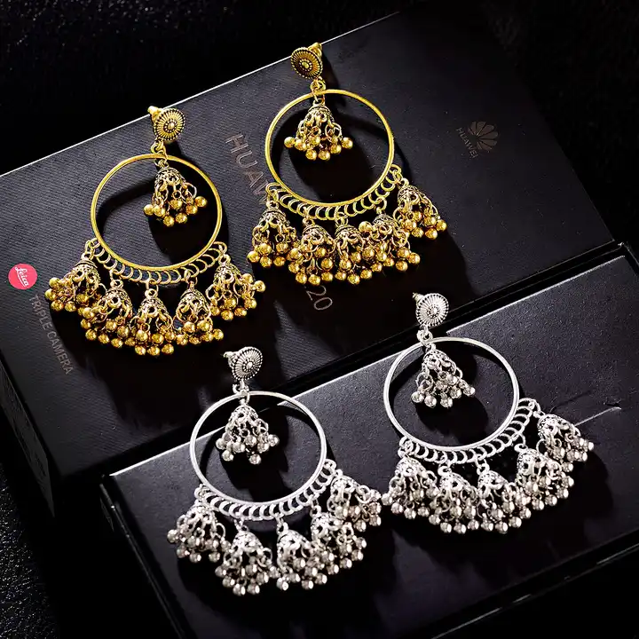 High Quality Indian Made Big Size Oxidized Jhumka Earring Sold by per –  Madeinindia Beads