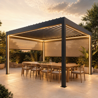 Pergola en aluminium imperméable, design écologique avec système de récupération des eaux de pluie pour jardin et espace extérieur agricole