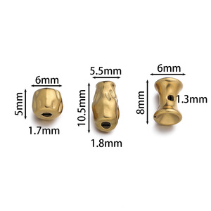 Cuentas espaciadoras irregulares de acero inoxidable chapadas en oro y plata para la fabricación de pulseras, componentes de joyería, 5 oblongas, 10 redondas - Product Image 2