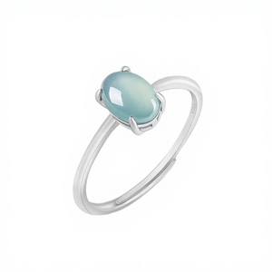 Anillos de Jadeíta Azul Agua Natural, Plata de Ley 925, Chapados en Oro, Joyería para Mujer, Regalo para Bodas y Fiestas, Estilo Étnico, Fino - Product Image 4