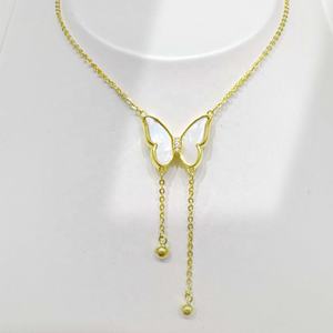 Precio al por mayor: Collar de plata de ley 925 con concha y oro de 14k/18k, joyería fina, regalo para mamá, delicado collar de mariposa con gemas. - Product Image 4