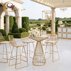 Wholesale Modern Stainless Steel Nightclub High Top <b>Standing</b> Gold Cocktail Tables for Hotel Events - Product Image 4