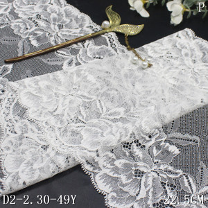 Grosir lebar 22cm nilon putih spandeks melar elastis renda elastis spandeks Jacquard renda Trim untuk pakaian dalam wanita - Product Image 6