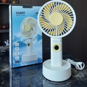 Muxnw <b>Handheld</b> <b>Fan</b> With Base Rechargeable Oscillating Portable Desk <b>Fan</b> White M98 - Product Image 2