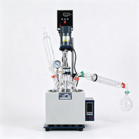 Agitateur électrique de laboratoire, cuve de réaction en verre borosilicate à couche unique avec bain chauffant et moteur, capacité 5L