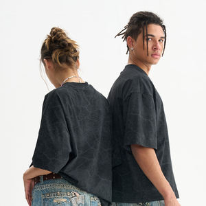 T-shirt vintage court pour homme, coupe oversize et épaules tombantes, en polyester et coton, col rond, imprimé, anti-plis, modèle 2025 – Nouveauté tendance - Product Image 3