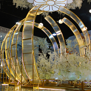 Gold White Indoor/Outdoor <b>Wedding</b> Arch Decoration with Balloons and Flowers Adjustable Iron <b>Frame</b> for Party Events - Product Image 5