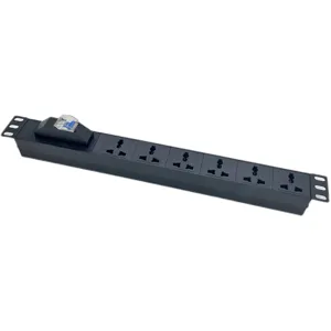 Novo design universal básico 10A 6 soquetes PDU 19" 1U com disjuntor 1P faixa de energia