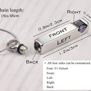 Kişiselleştirilmiş Külleri İçin Urn Kolyeler Paslanmaz Çelik Çubuk Kremasyon Kolyesi Anıtı Külleri Kristal Doğum Taşı Külleri İçin Kolye - Product Image 5