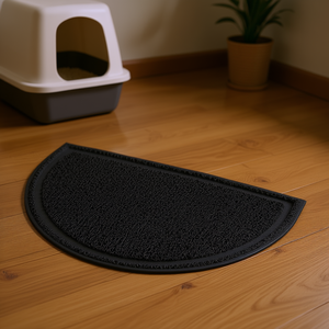 Tappetino semicircolare in PVC 41 x 25 cm antracite per lettiera per gatti - Product Image 3