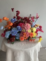 Arrangement floral artificiel bordeaux rose pâle, centre de table de Thanksgiving, décoration de toile de fond pour événements, boule de fleurs de mariage faite à la main