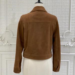 Manteau en cuir court pour femmes, design tendance, cuir véritable, daim de mouton, pour femmes - Product Image 3