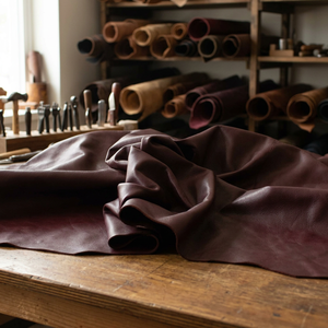Véritable cuir de vachette marron écologique avec texture froissée naturelle, doux, épaisseur 0,8-1,2 mm, idéal pour les projets DIY - Product Image 3