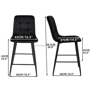 Tabourets de bar noirs pour la cuisine, directement de l'usine, avec dossier haut, assise rembourrée et base métallique stable - Product Image 3