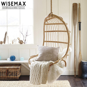 Silla Colgante Tipo Huevo de Mimbre WISEMAX, Muebles de Ocio para Balcón, Silla Colgante de Ratán Natural - Product Image 1