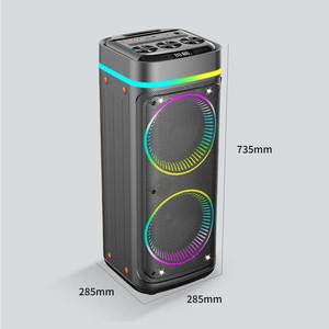 Dualer 8-Zoll-Stereo-Woofer-Karaoke-Lautsprecher mit 2 Mikrofonen, RGB-Licht, HIFI-Bass, kabelloser <span class=keywords><strong>BT</strong></span>-<span class=keywords><strong>Tower</strong></span>-Outdoor-Party-Lautsprecher - Product Image 6