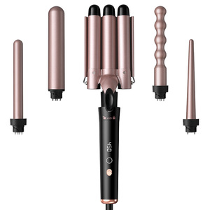 Multi-functional Hair Curling <b>Iron</b> 1.25 In LCD Display Smart <b>5</b>-in-1 Replaceable Tubes Rose Gold Electric Fast Heating - Product Image 1
