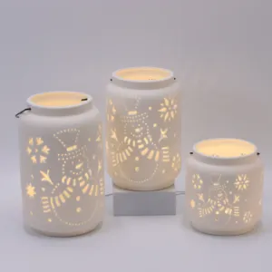 Venta al por mayor de fábrica personalizada directa de cerámica candelabros linternas tarros de velas de cerámica linterna de vela