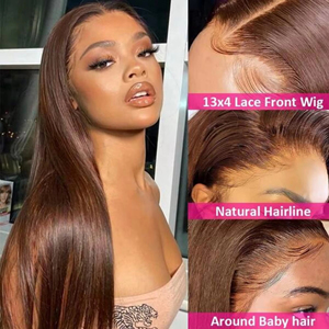 32 Inch Chocolate Brown 13x4 HD Bone Straight <strong>Lace</strong> <strong>Front</strong> <strong>Wigs</strong> <strong>Human</strong> <strong>Hair</strong> 13x4 Brazilian Transparent <strong>Lace</strong> Frontal <strong>Wigs</strong> for Women - Product Image 3