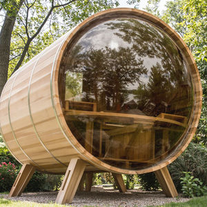 Usine chinoise, sauna extérieur moderne en bois massif avec vue panoramique de 8 pieds, sauna en tonneau de cèdre rouge - Product Image 5