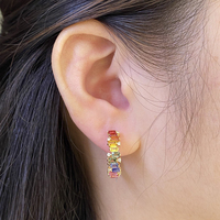 Aazuo Bijoux de luxe 18 carats en or jaune massif, saphirs naturels, diamants taille brillant, certifiés CCGTC, boucles d'oreilles arc-en-ciel tendance