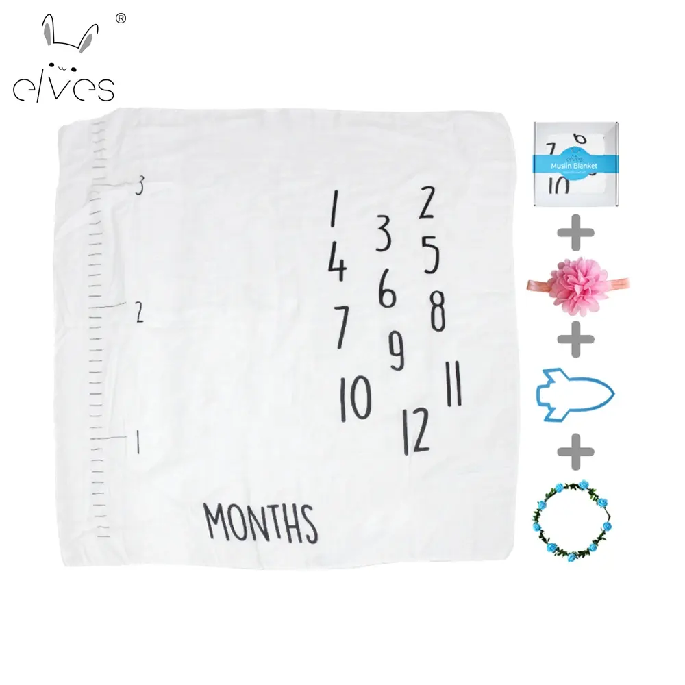 cotton monthly photo blanket baby milestone blanketorganic muslin blanket newborn photography swaddle wraps baby photo props