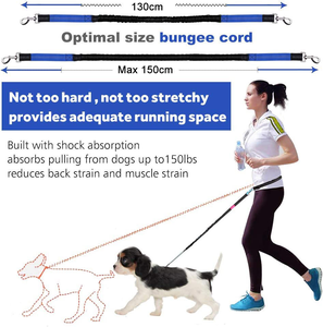 <b>Dog</b> Hands Free <b>Leash</b> with Zipper Pouch <b>Dogs</b> Running <b>Leash</b> with Dual Handle and Reflective Stitches Waist Bag for Jogging Walking - Product Image 2