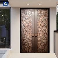 Porte d'entrée de luxe haut de gamme en aluminium moulé sculpté, double porte, design colonne romaine, sur mesure