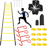 Verstellbares Agility-Leiter-Set aus PE-Material für Outdoor-Training mit Speed-Parachute, abnehmbaren Hürden und Kegeln