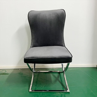 Chaises en métal argenté pour salle à manger, chaises pour événements, chaises de restaurant modernes en velours, chaise de salle à manger noire de luxe