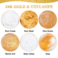 Kit de Soins de la Peau en Or 24 carats en Gros : Sérum Visage Anti-Âge au Collagène et Acide Hyaluronique, Crème, Masque, Lait Corporel, Ensemble Éclaircissant pour la Peau