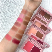 Palette de maquillage pour le visage bio 2 en 1, poudre de contour et blush hautement pigmentée, résistante à l'eau, lisse, avec logo personnalisé en gros