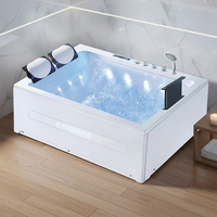 Baignoire de massage à remous en acrylique avec jupe latérale trois côtés, pour une ou deux personnes, piscine de bain SPA