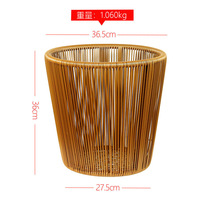 Panier de rangement rond en rotin tressé robuste avec support en tube de fer, idéal pour organiser les serviettes dans les hôtels, les B&B, les spas, la blanchisserie et à la maison
