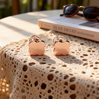 Boucles d'oreilles clous trèfle minimalistes en argent sterling 925 plaqué or rose 18 carats, bijoux de mariage et de fiançailles en forme de fleur à quatre feuilles