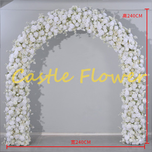 H-406 grande lune en métal blanc Rose porte fête de mariage promenade à travers le cadre d'arche de fleurs debout libre - Product Image 2