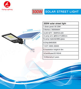 แผงโซลาร์เซลล์สุดลูเมน100W ไฟ LED ไฟถนนกลางแจ้งเปลวไฟ ABS - Product Image 4