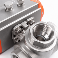Vanne à bille pneumatique 3 voies DN25 en acier inoxydable, port L/T 1-1/4 pouces, actionneur à double effet, 1000 WOG pour pipelines industriels