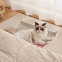 Hamac pour chat en bois, à fixer au mur ou au balcon, amovible et lavable, lit suspendu pour chat, maison pour animaux de compagnie toute saison