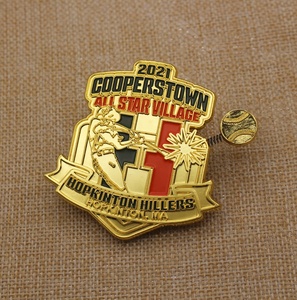 Fabrik benutzer definierte weiche Emaille Gold Baseball Anstecknadel <span class=keywords><strong>Cooperstown</strong></span> All Star Village Abzeichen - Product Image 2