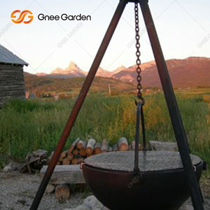 GNEE <b>GARDEN</b> Outdoor <b>Wood</b> <b>Burning</b> Fireplace with Corten Steel Spheres Fire Pit BBQ Grill with Cooking Grills - Product Image 2