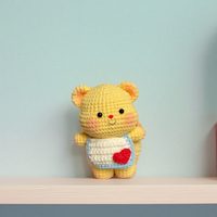 Porte-clés poupée ours Kawaii écologique personnalisé petit ours dessin animé Crochet tricot Couple porte-clés en tissu pour la décoration intérieure