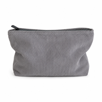 Pochette cosmétique en velours côtelé avec logo brodé personnalisé, fermeture éclair, sac à main portable, organiseur de voyage quotidien pour femmes, trousse de maquillage