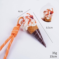 Porte-clés d'été en corde tressée 3D, en forme de crème glacée, cerise, fraise, fruits, sucettes glacées, miniatures, personnalisées, réalistes, en forme de nourriture