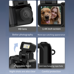 Máy ảnh kỹ thuật số Mini với màn hình 1.44 inch lật Flash 1080P Full HD cho trẻ em Tuổi Teen Máy ghi âm cầm tay - Product Image 5