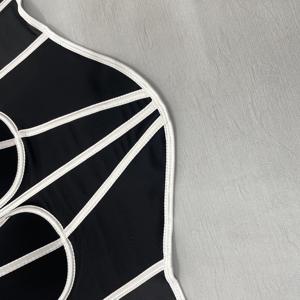 Corset gainant respirant pour femme, bustier court push-up rembourré noir avec bordure blanche, contrôle du ventre, pour usage quotidien - Product Image 3