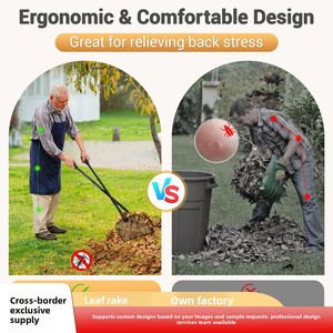 Râteau à <span class=keywords><strong>feuilles</strong></span> à long manche léger en métal, collecteur de <span class=keywords><strong>feuilles</strong></span> et <span class=keywords><strong>ramasse</strong></span>-herbe pour le jardinage et le camping en extérieur - Product Image 4